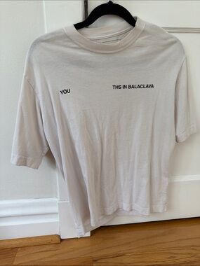 Minimal Beige Graphic Tee with Black Text